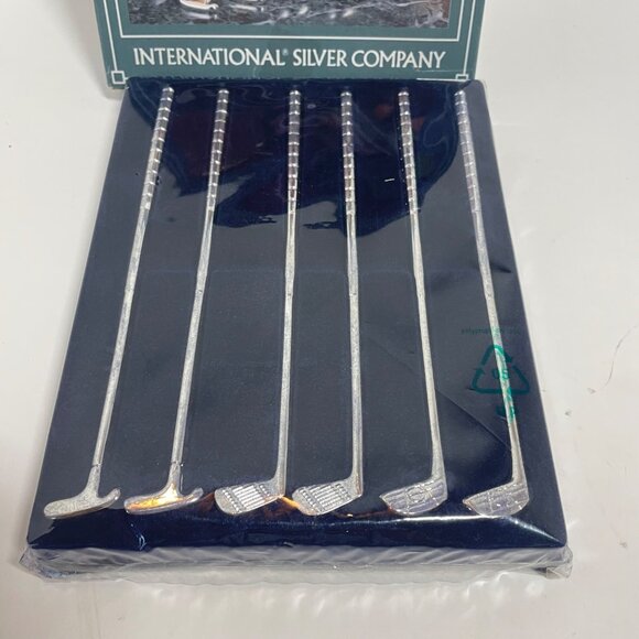 Silverplated Golf-Themed Drink Stirrers - Set Of 6 By International Silver Compa - Picture 2 of 8